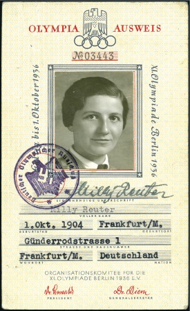 Stamp of Olympics » 1936 Berlin » Documents, Programmes, Tickets, etc. Identity Card: Official identity card issued by th