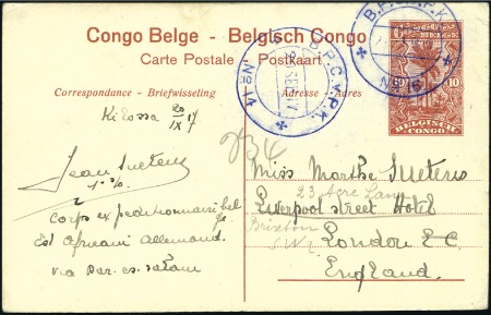 Stamp of Belgian Congo » Ruanda Urundi Guerre 1914-18 B.P.C.V.P.K N°14,15,16: Deux entiers pour l'Europe
