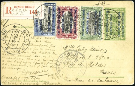Stamp of Belgian Congo » Ruanda Urundi Guerre 1914-18 B.P.C.V.P.K N°17: Entier recommandé pour Paris ave