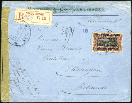Stamp of Belgian Congo » Ruanda Urundi Guerre 1914-18 B.P.C.V.P.K N°17: Enveloppe recommandée d'Udjidji 