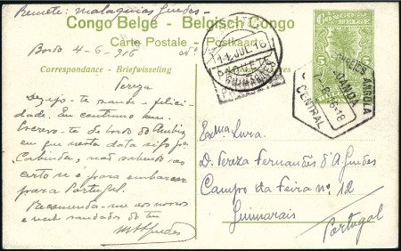 Stamp of Belgian Congo » Congo Belge Poste Fluviale 1916 Entier à 5c pour le Portugal posté à bord d'u