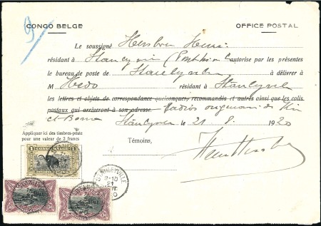 Stamp of Belgian Congo » General Issues from 1909 (June) 1915 "Bilingues modifiés" 50c(2) et 1F sur procura