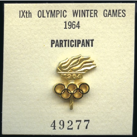 Stamp of Olympics » 1964 Innsbruck Participant's lapel pin, presented by the IOC, 12x