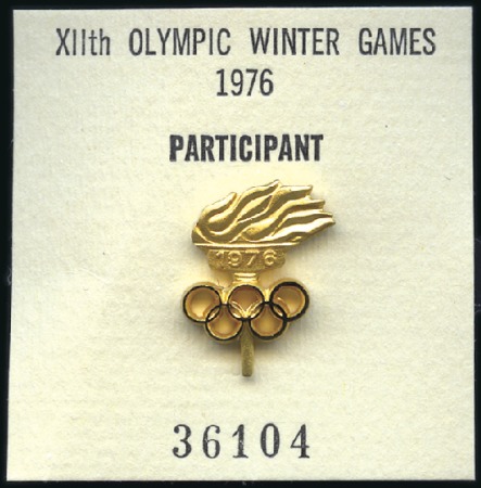Stamp of Olympics » 1976 Innsbruck Participant's lapel pin, presented by the IOC, 12x