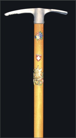 Stamp of Olympics Ornamental pick axe with the Garmisch Olympics Ede