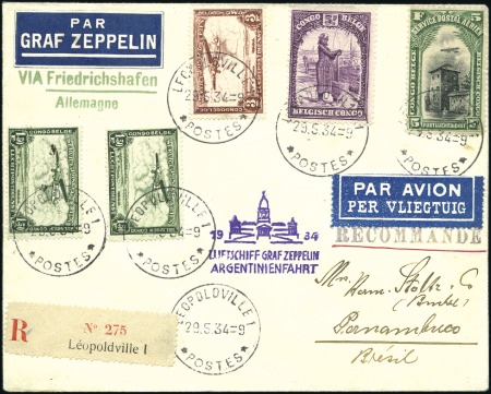 Stamp of Belgian Congo 1934 (29.05) Enveloppe Zeppelin recommandée de Léo