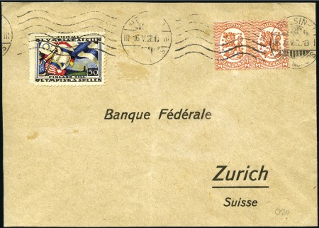 Stamp of Olympics Finish Olympic vignette used on envelope Finland t
