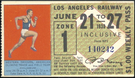 Stamp of Germany » German Empire » German Empire, 1933/45 Third Reich Tickets: Los Angeles Railway - Weekly Pass - adver