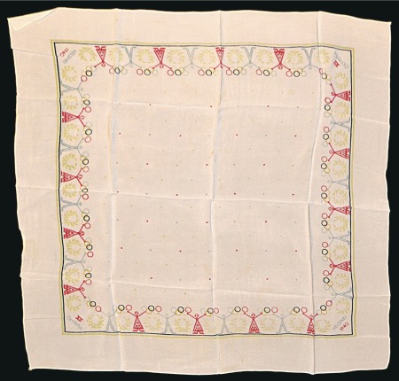Stamp of Finland Scarf, 70x70cm, cream with red, blue and green des