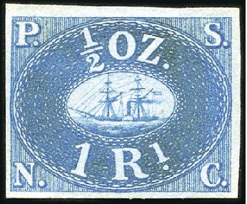 Stamp of Peru » Pacific Steam Navigation Co. Issue 1r Blue on blued paper, large to enormous margins 