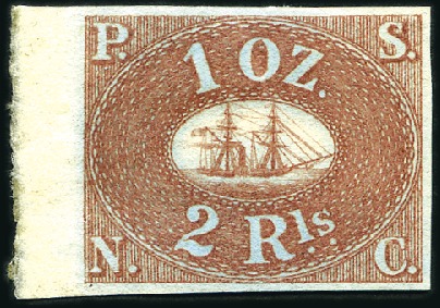 Stamp of Peru » Pacific Steam Navigation Co. Issue 2r Red Brown on blued paper, great margins includi