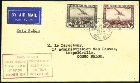 Stamp of Belgian Congo 1934-41, Lot de neuf lettres de la poste aérienne,