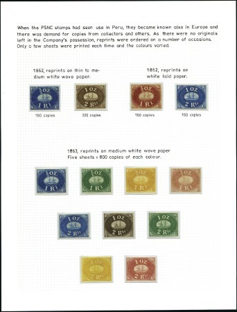 Stamp of Peru » Pacific Steam Navigation Co. Issue 1862-63 Reprints by Perkins, Bacon, exhibit page w