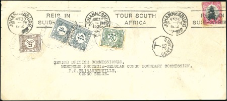 Stamp of Belgian Congo 1923 1F(2) + 20c + 5c sur enveloppe insuffisamment