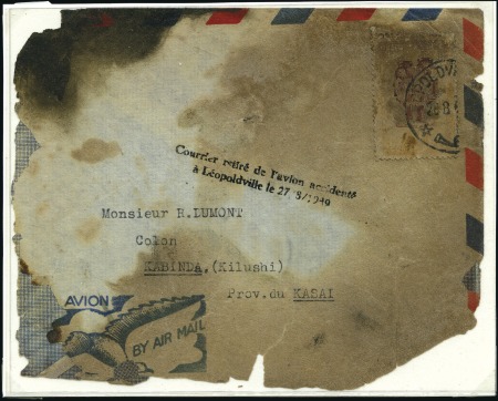 Stamp of Belgian Congo 1949 (27.05) Courrier accidenté de Léopoldville po