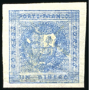 Stamp of Peru » 1858 (March) First Issue 1d Light Blue, remarkable large-margined mint exam