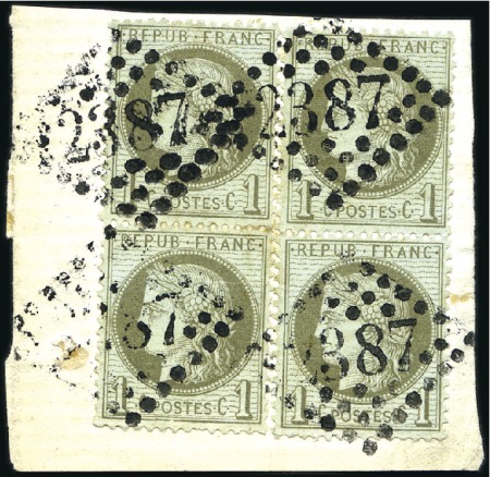 Stamp of Colonies françaises » Monaco 1872 1c olive, deux paires verticales oblitérées d
