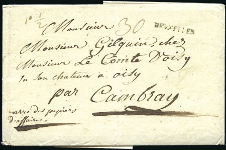Stamp of Belgium » Belgique. Histoire Postale ca1820 Lettre de Bruxelles pour Cambray de 1 once 