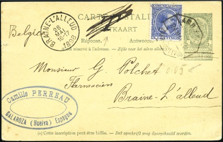 Stamp of Belgium » General issues from 1894 onwards 1898 Carte réponse à 5c avec affranchissement comp