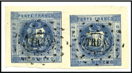 Stamp of Peru » 1858 (March) First Issue 1d Blue (shades incl. Milky Blue and Dark Blue), t