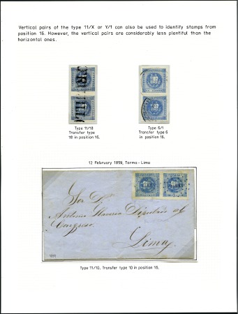 Stamp of Peru » 1858 (March) First Issue 1d Blue and Dark Blue, two vert. pairs showing tra