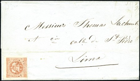 Stamp of Peru » 1858 (March) First Issue 1p Pale Red, transfer type D, good to large margin