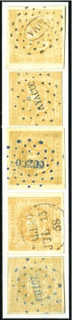 Stamp of Peru » 1858 (March) First Issue 1/2p Buff and 1/2p Orange Yellow, reconstruction o