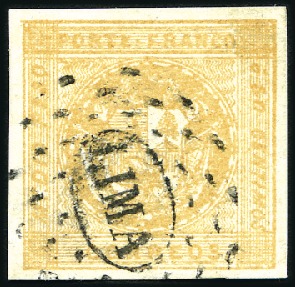 Stamp of Peru » 1858 (March) First Issue 1/2p Buff (yellowish shade), transfer type c, Lima