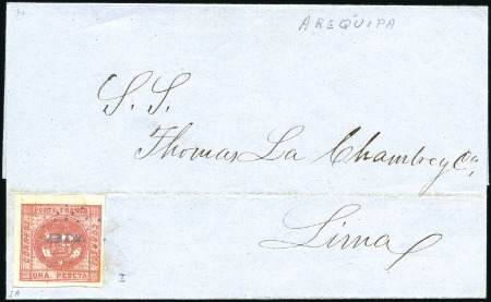 Stamp of Peru » 1858 (Oct)-1859 Double-Lined Frames 1p Vermilion and 1p Dark Rose, one each Die I or I