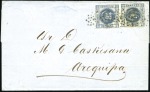 Stamp of Peru » 1858 (Oct)-1859 Double-Lined Frames 1d Blue, two covers, single franking with very wor