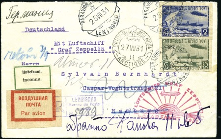 Stamp of Russia » Soviet Union 1931 Polar flight card & cover to German Reich wit