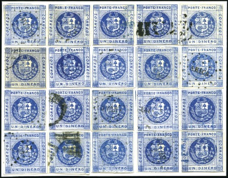 Stamp of Peru » 1860-61 Zig-Zag Spandrels 1d Blue (mostly very deep shades), first setting r