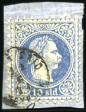 Stamp of Egypt » Austrian Post Offices 1871 10so blue 1867 issue tied to small (remainder