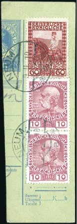 Stamp of Bosnia and Herzegovina 1910 NEUM: Parcel card clip franked Austria 1908 6
