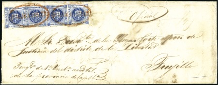 Stamp of Peru » 1860-61 Zig-Zag Spandrels 1860 (28 October) official wrapper from Cajabamba,