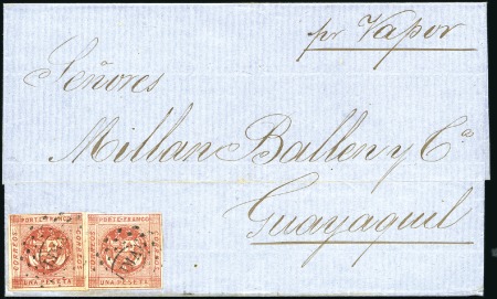 Stamp of Peru » 1860-61 Zig-Zag Spandrels Two 1p Rose, deep shades, tied to June 24, 1860 st