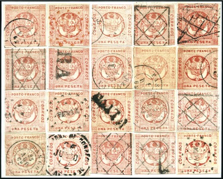 Stamp of Peru » 1860-61 Zig-Zag Spandrels Retouched Design 1p Red, reconstruction of the 2nd
