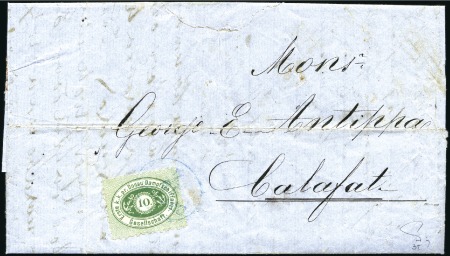 Stamp of Romania » Austrian Levant Post Offices » D.D.S.G. Post Offices 1869 DANUBE STEAMSHIP COMPANY: Folded letter to Ca