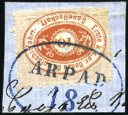 Stamp of Austria » Donau Steamship Company 1868-1878 Selection of 10Kr green (6) & 10Kr red (