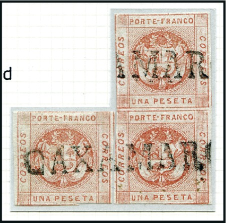 Stamp of Peru » 1860-61 Zig-Zag Spandrels Second Printing of the 1p Red (shades), exhibit pa