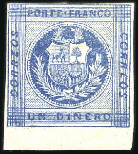 Stamp of Peru » 1860-61 Zig-Zag Spandrels 1d THIRD PRINTING, 2nd retouch, first setting, tra