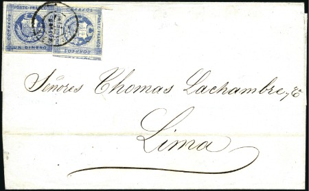 Stamp of Peru » 1860-61 Zig-Zag Spandrels 1d Third Printing, 2nd retouch (broken line under 