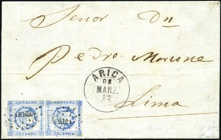 Stamp of Peru » 1860-61 Zig-Zag Spandrels 1d Third Printing, 2nd retouch (broken line under 