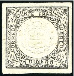 Stamp of Peru » 1862-73 Lecoq Machine Issues Proofs in black on white paper for the 1d and 1p v