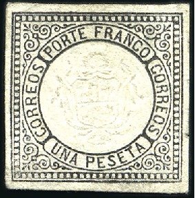 Stamp of Peru » 1862-73 Lecoq Machine Issues Proofs in black on white paper for the 1d and 1p v