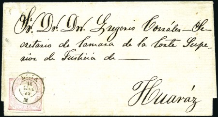 Stamp of Peru » 1862-73 Lecoq Machine Issues Early Use of January 1863 Tariff, 1d Red single ti