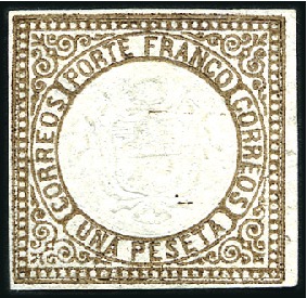 Stamp of Peru » 1862-73 Lecoq Machine Issues 1p Brown on characteristic thin paper, no gum, cou