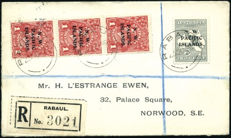 Stamp of New Guinea 1919-20, Eight registered covers to England bearin