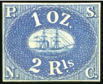 Stamp of Peru » Pacific Steam Navigation Co. Issue REPRINTS of both values on vert. laid paper, plus 