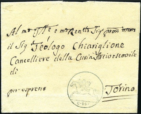 Stamp of Italian States » Sardinia 1819 CAVALLINI: 15c blue postal stationery from Ca